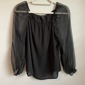 Banana Republic Black Sheer Chiffon Top - square neck